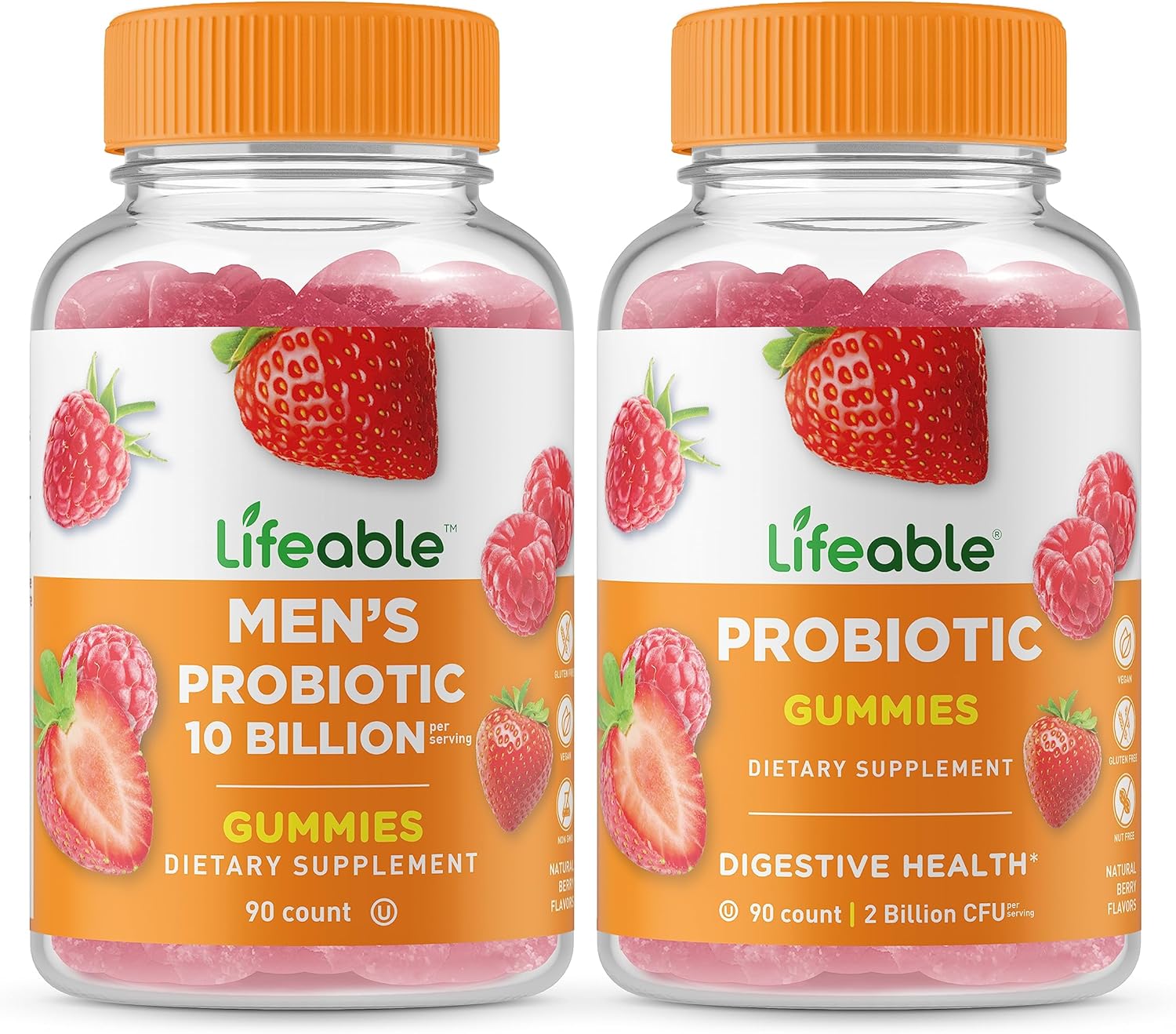 Men's Probiotic Gummy Bundle - 10 Billion + 2 Billion CFU, Vitamin Supplement, Gluten & GMO Free
