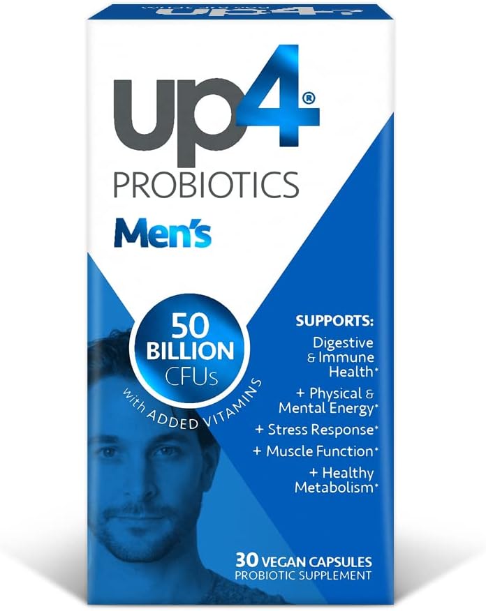 Men's Probiotic Supplement 50 Billion CFUs with Vitamins C, D, B6, B12, Digestive & Immune Support, Healthy Metabolism & Muscle Function, Non-GMO - 30 Count