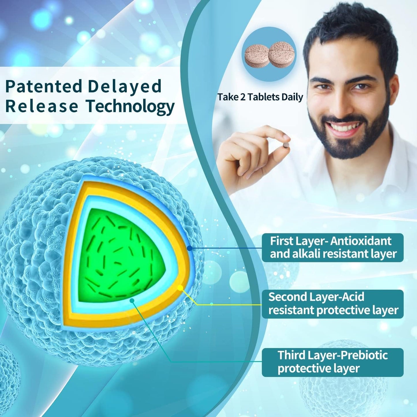 Men's Probiotic Supplement with Glucosamine Chondroitin MSM, Joint Support, Shellfish Free - NATURE TARGET Men Care