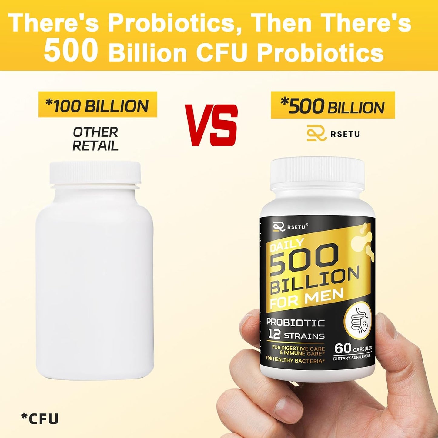 Men's Probiotic with 500 Billion CFUs, 12 Strains, Turmeric, Cranberry, Goji - Gut & Digestive Health, Immune & Energy Support - 120-Day Supply