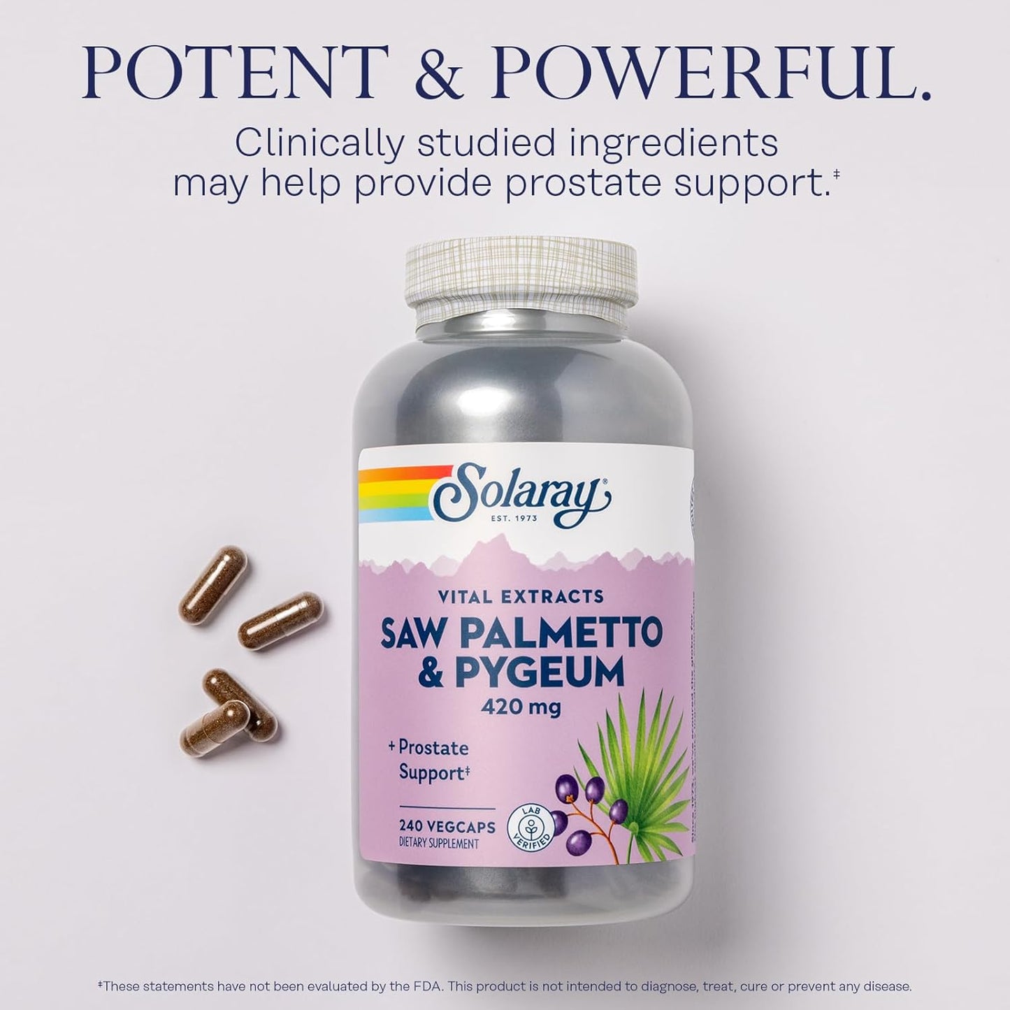 Men's Prostate Health Supplement with Saw Palmetto, Pygeum, Zinc, Vitamin B6, Pumpkin Seed, Amino Acids - 240 VegCaps - Supports Prostate Health and Beta Sitosterol - 60 Servings