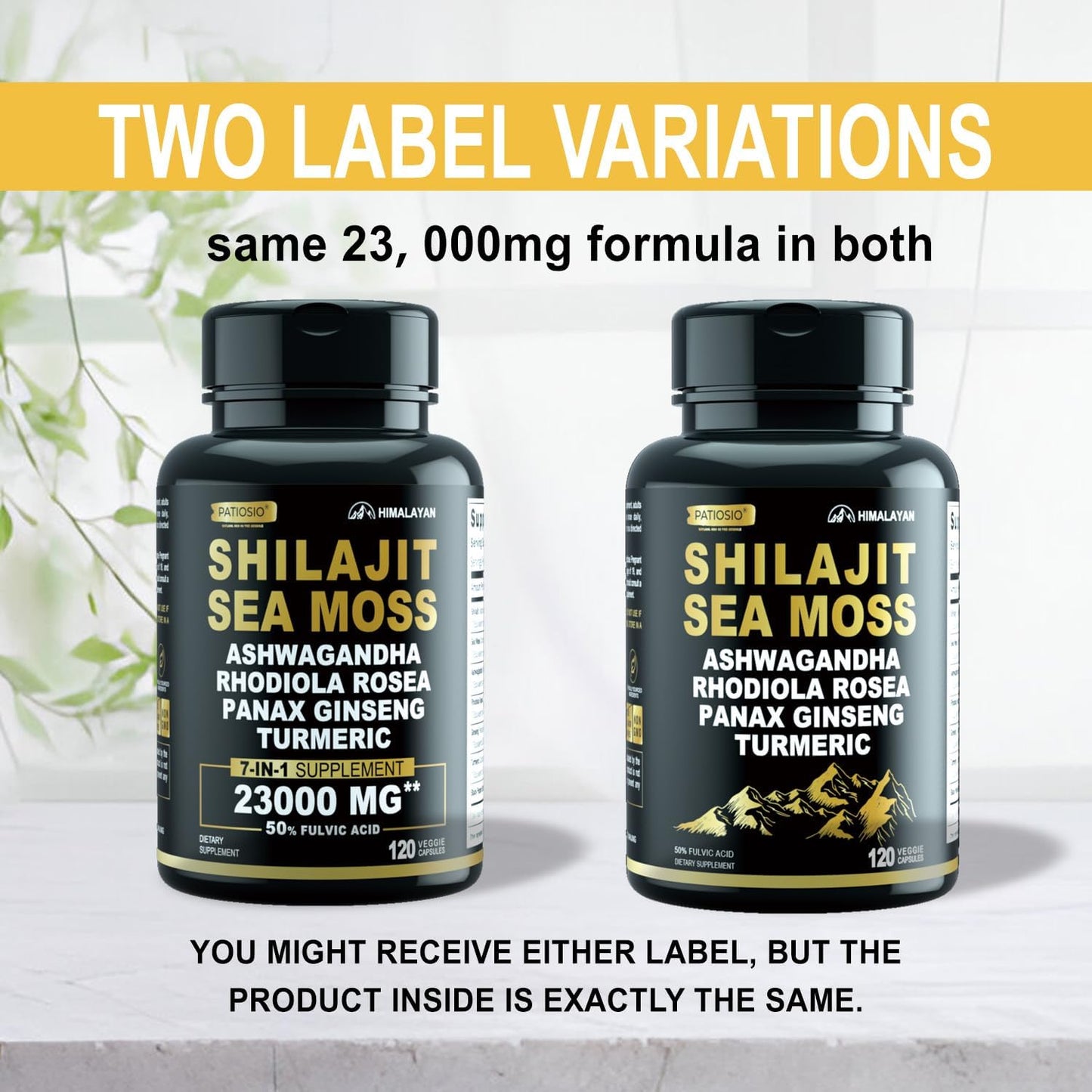 Men's Shilajit Capsules with 50% Fulvic Acid, Himalayan Shilajit Resin Extract, Sea Moss, Ashwagandha - 120 Capsules for Energy and Stamina
