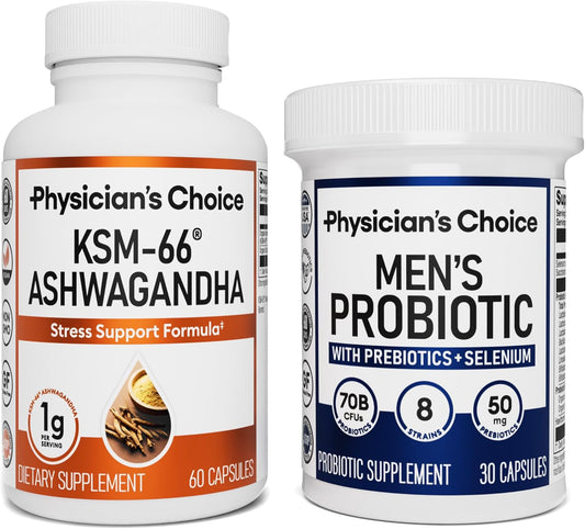 Men's Stress Relief Bundle - KSM-66 Ashwagandha + 70 Billion Probiotic for Men