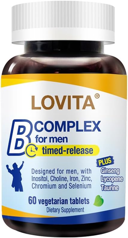 Men's Timed-Release B Complex Supplement | 8-Hour Energy Support & Nutrient Metabolism | 10 Vitamin Bs | Vegetarian Tablets (60 Count)