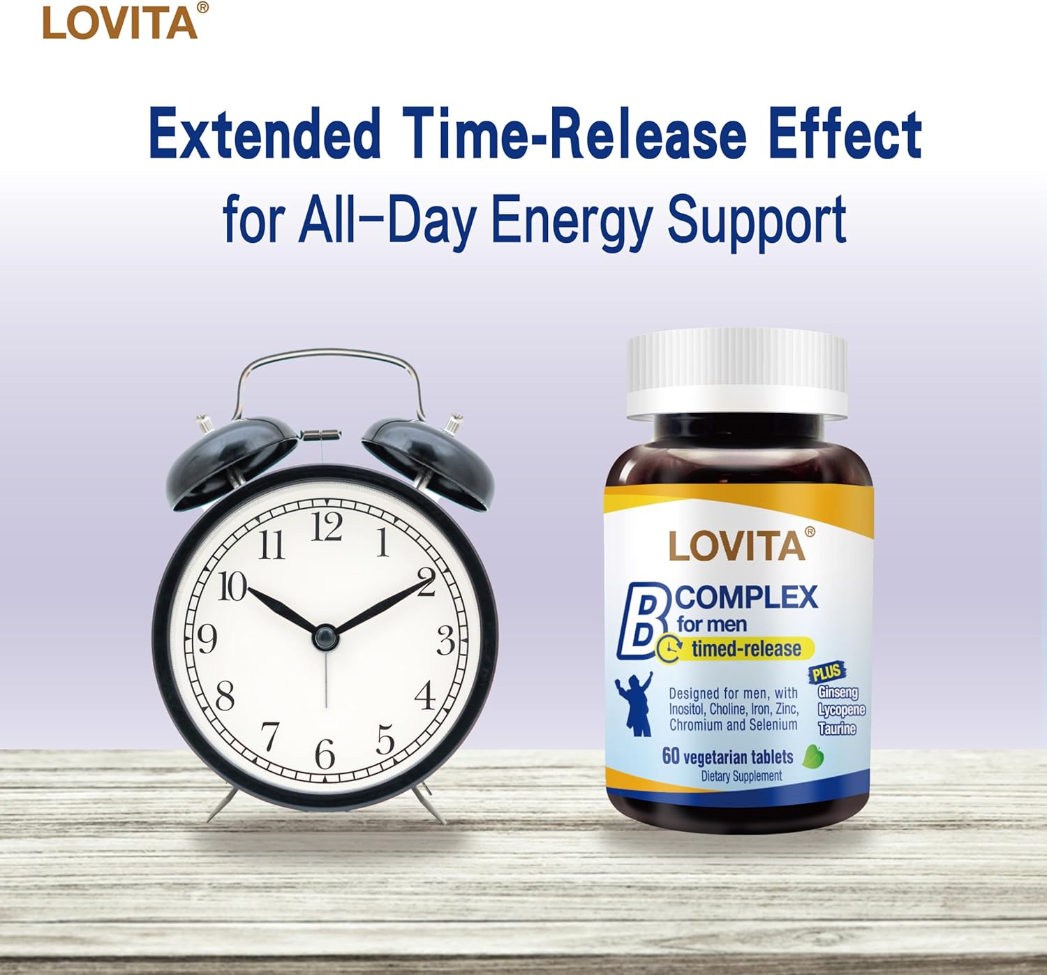 Men's Timed-Release B Complex Supplement | 8-Hour Energy Support & Nutrient Metabolism | 10 Vitamin Bs | Vegetarian Tablets (60 Count)