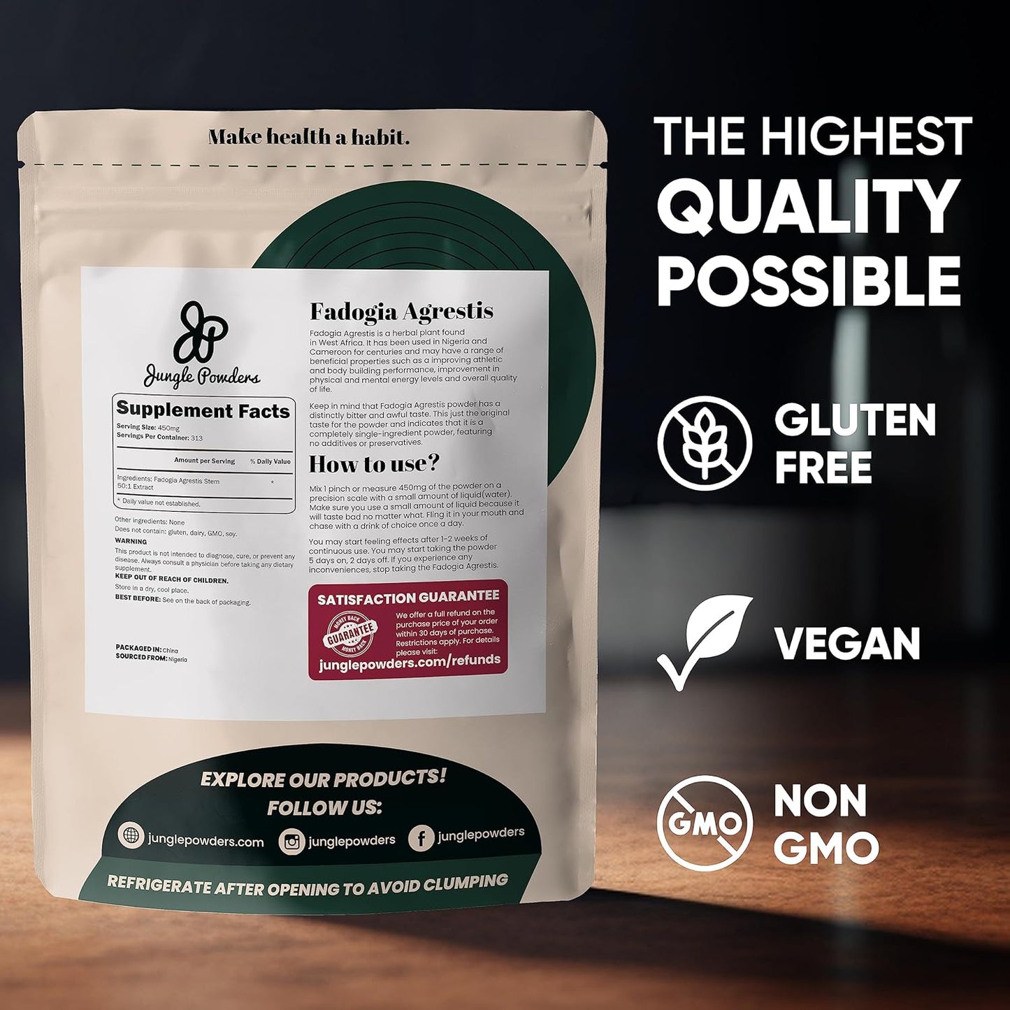 Men's Traditional Health Support Bundle: Jungle Powders Shilajit, Tongkat Ali, and Fadogia Agrestis Extract for Drive & Passion