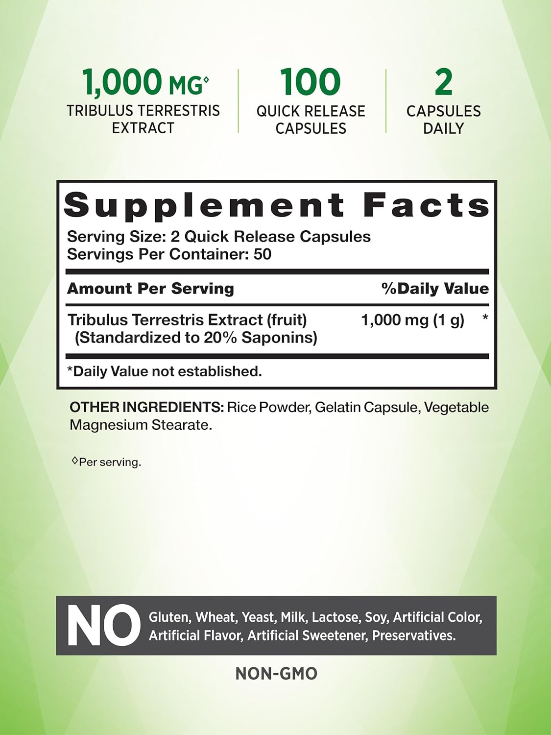 Men's Tribulus Terrestris Capsules | 1000mg | Natural Non-GMO Gluten Free Supplement by Nature's Truth