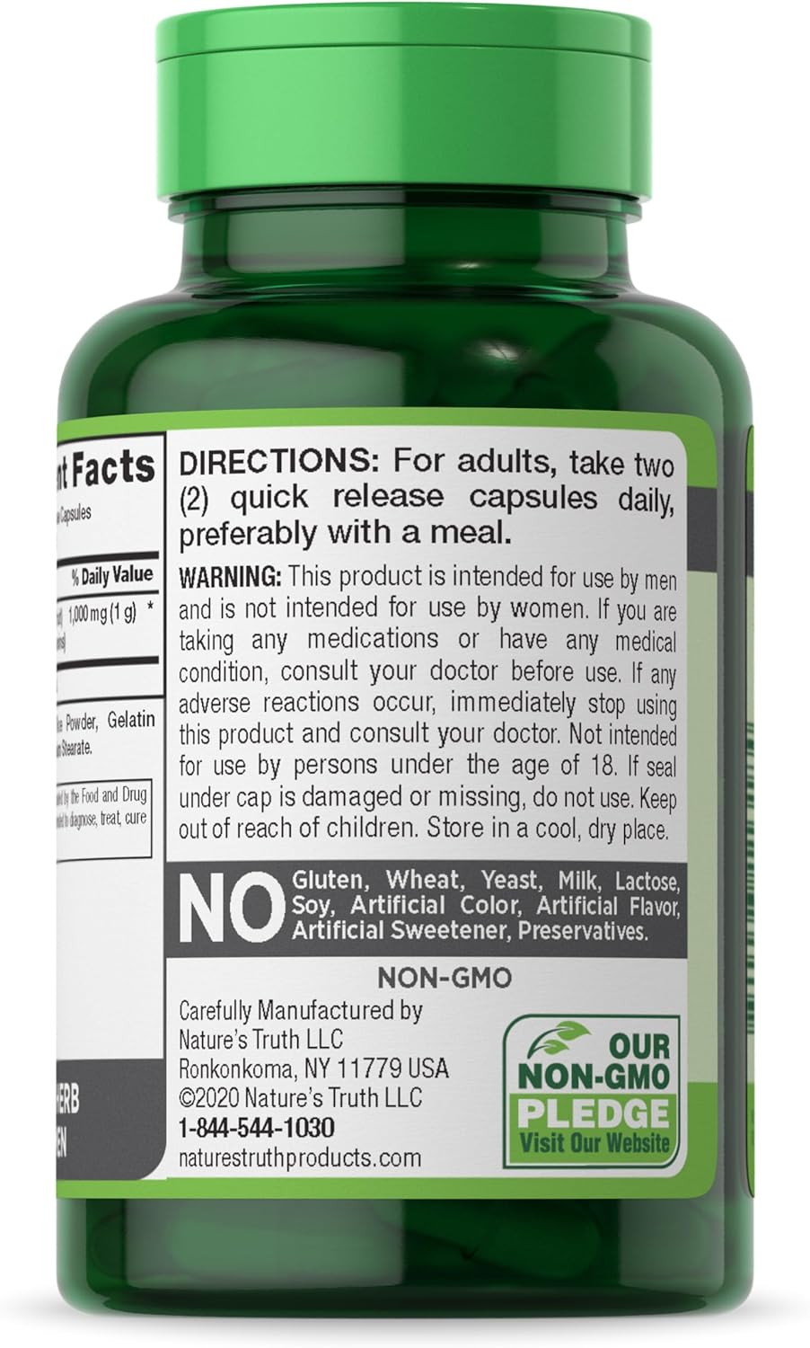 Men's Tribulus Terrestris Capsules | 1000mg | Natural Non-GMO Gluten Free Supplement by Nature's Truth