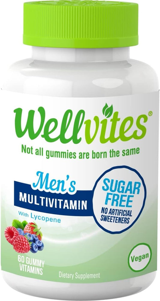 Men's Vegan Sugar-Free Multivitamin Gummies with Vitamin A, B6, B12, Biotin, Folate - Non-GMO, No Artificial Sweeteners, Gluten-Free - 60 Count