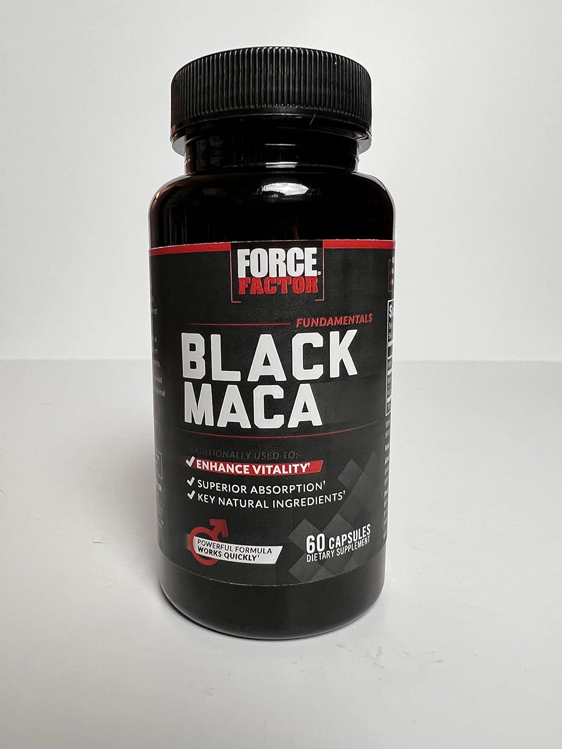 Men's Vitality Supplement: Force Factor Black Maca Root with Superior Absorption, Natural Maca Negra Extract, 1000mg - 60 Capsules