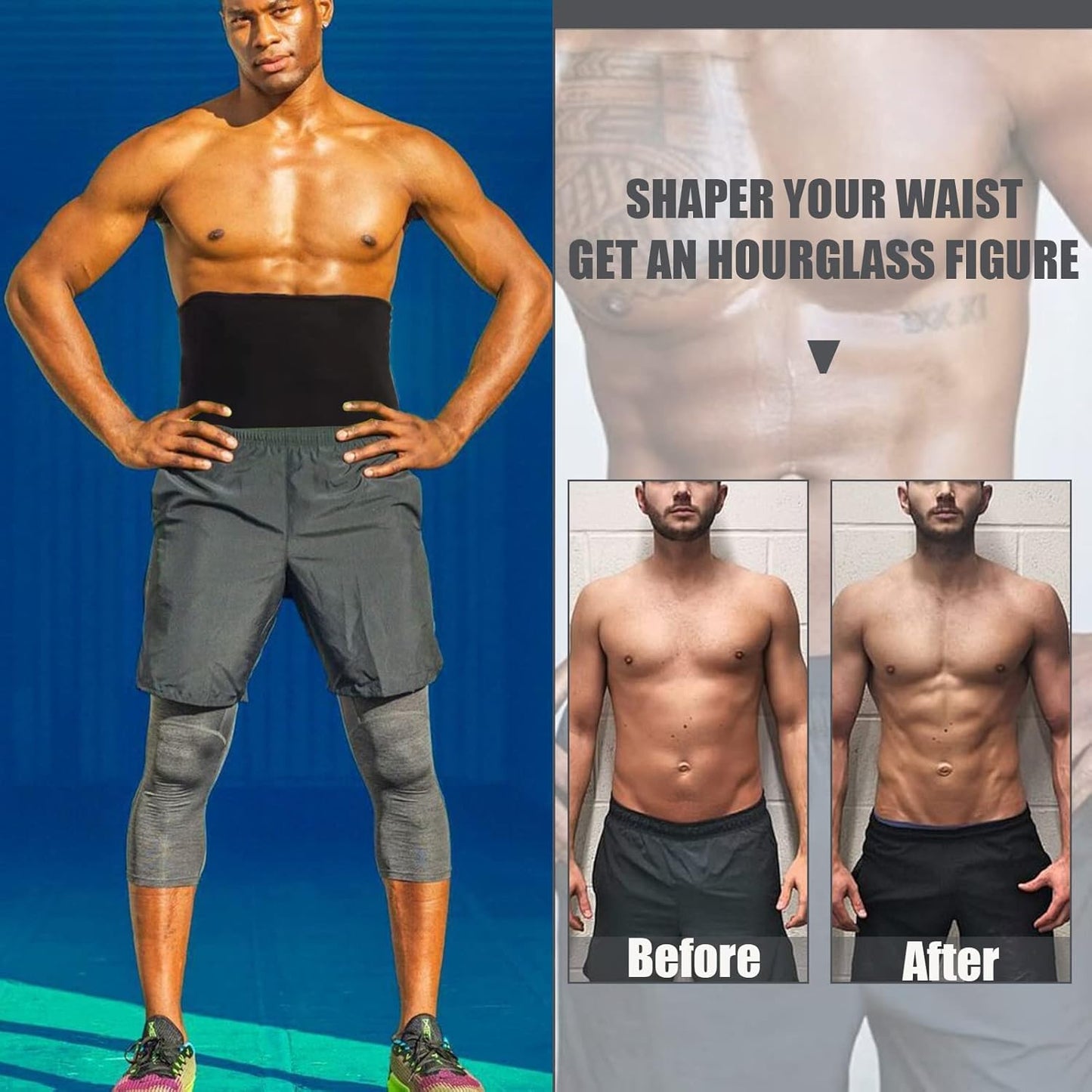Men's Waist Trainer Sweat Belt for Lower Belly Fat - Sauna Slimming Band for Workout Suit by BODYSUNER