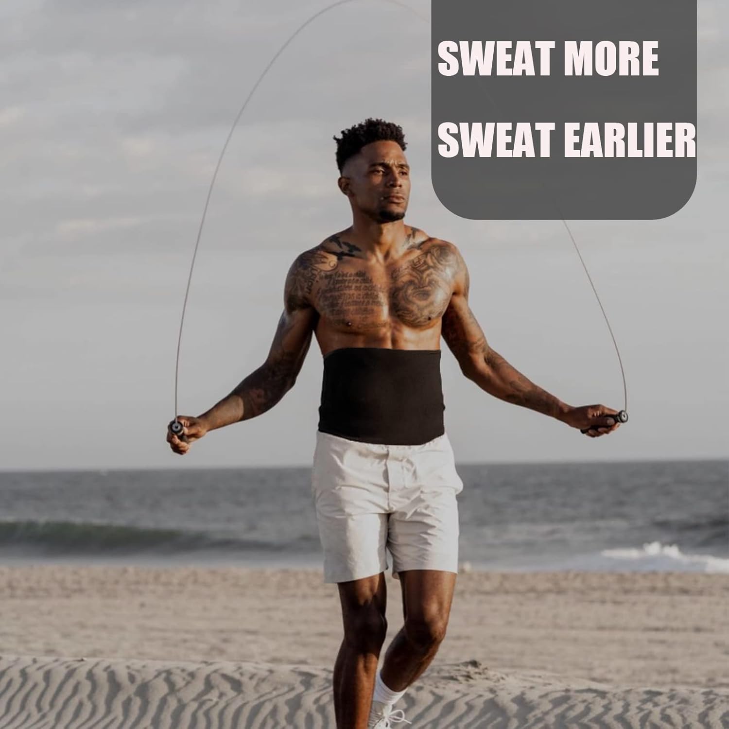 Men's Waist Trainer Sweat Belt for Lower Belly Fat - Sauna Slimming Band for Workout Suit by BODYSUNER