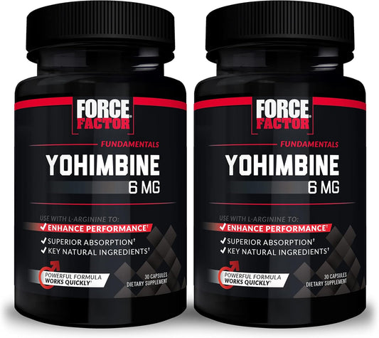 Men's Yohimbine Supplement with Yohimbe Bark Extract for Performance Enhancement - 6mg Yohimbine Bark Pills, 30 Count (2 Pack)