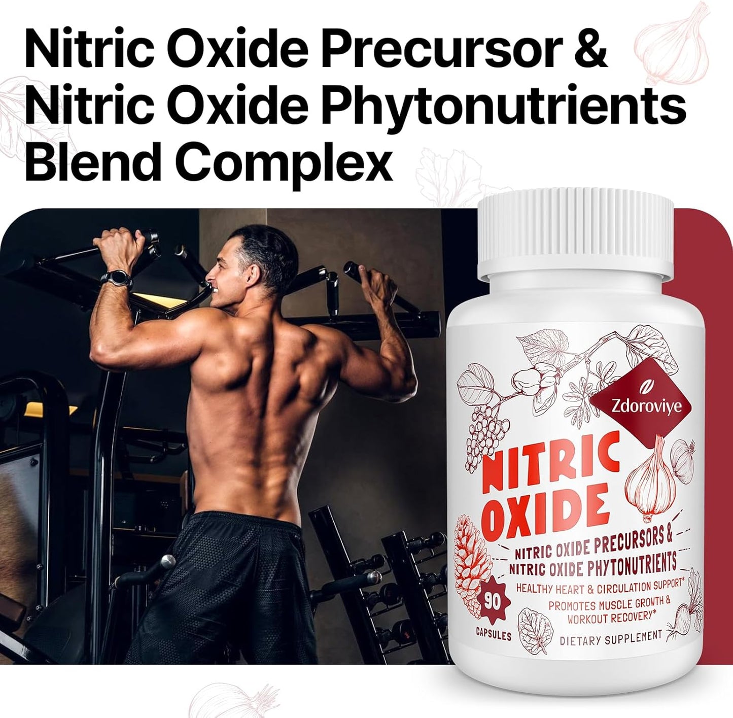 Men's Zdoroviye Nitric Oxide Supplement - 90 Capsules, Nitric Oxide Precursor & Phytonutrients Formula