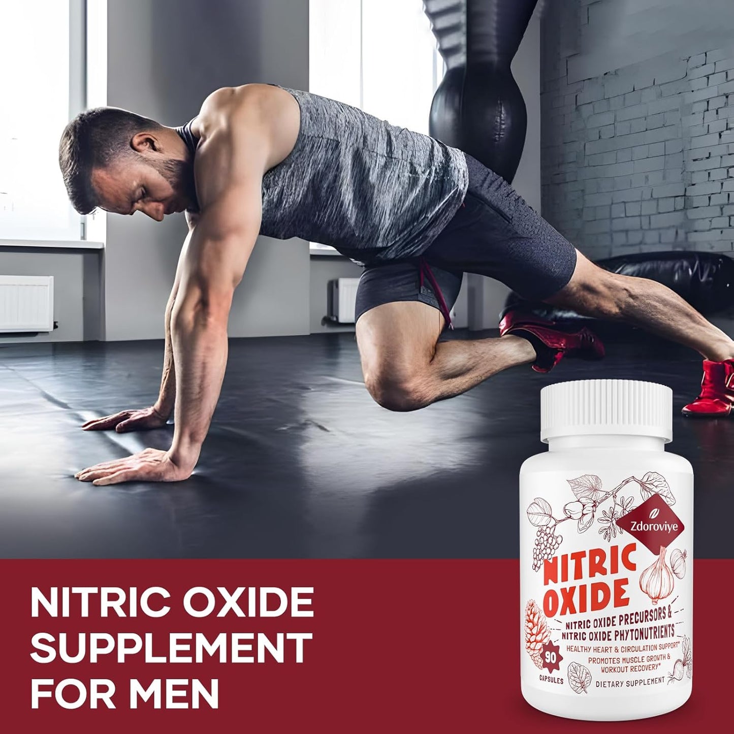 Men's Zdoroviye Nitric Oxide Supplement - 90 Capsules, Nitric Oxide Precursor & Phytonutrients Formula