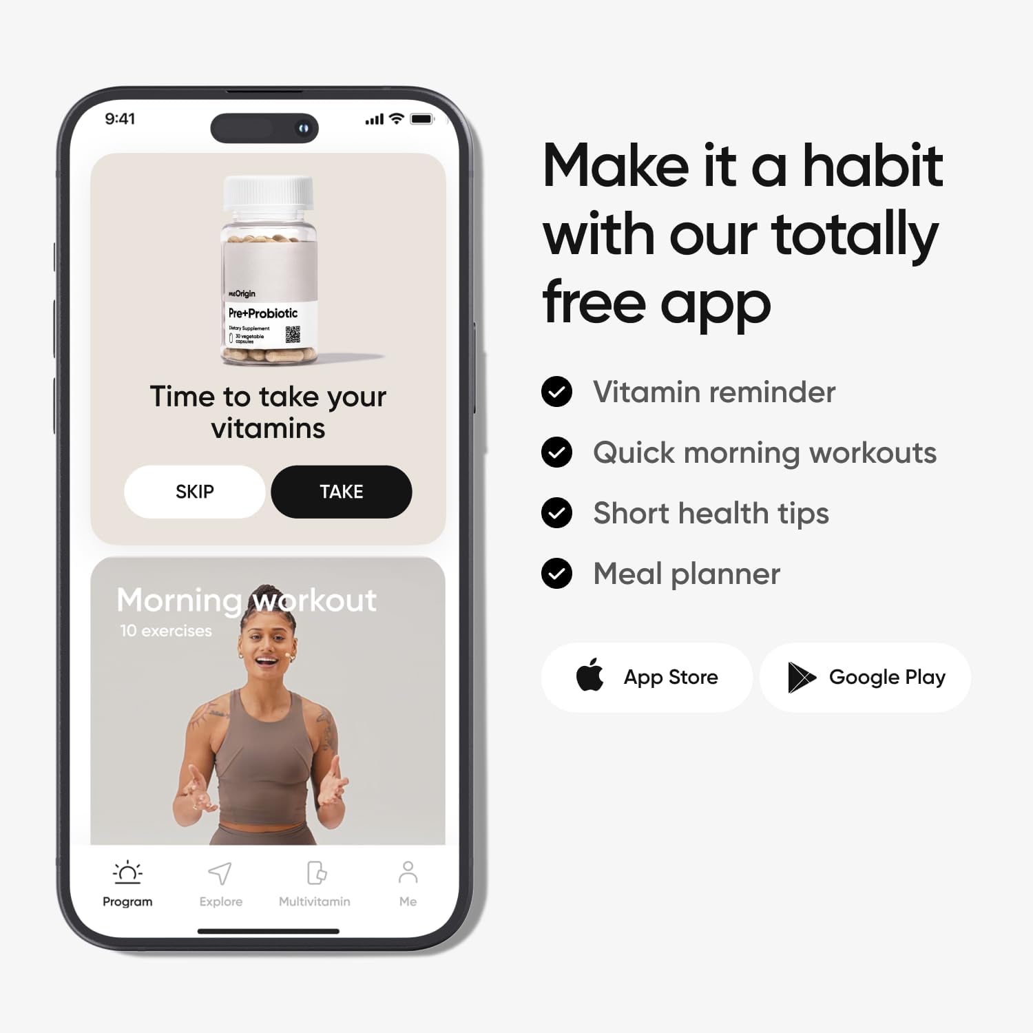 meOrigin 3-in-1 Prebiotic, Probiotic, Postbiotic Formula with 18 Enzymes for Gut Health - Women & Men, Bloat & Immune Support - 30 Day Supply