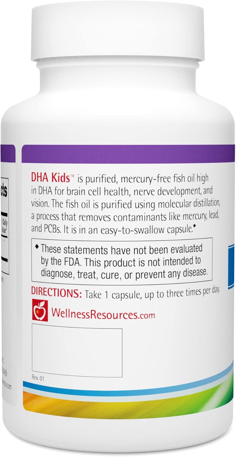 Mercury-Free Fish Oil for Kids with 135 mg DHA and 150 mg Omega 3s (90 Capsules) by Wellness Resources