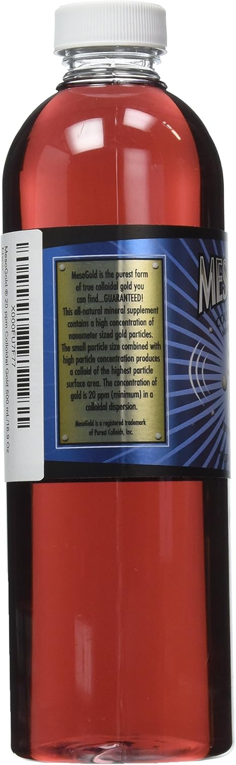 MesoGold 20 ppm Colloidal Gold Solution - Purest Colloids - 500 mL/16.9 Oz