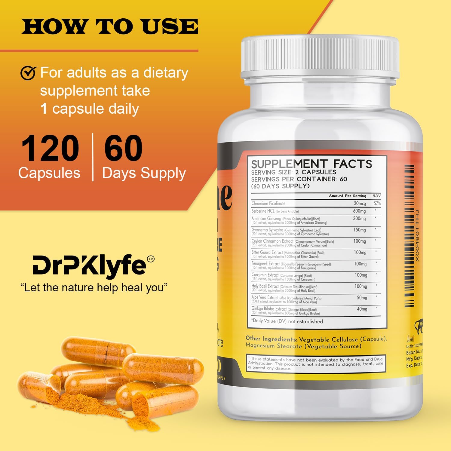 Metabolic, Liver, and Gut Support Capsules with Berberine, Bitter Melon, Turmeric, and Cinnamon | Ayurvedic Blend for Adrenal Support