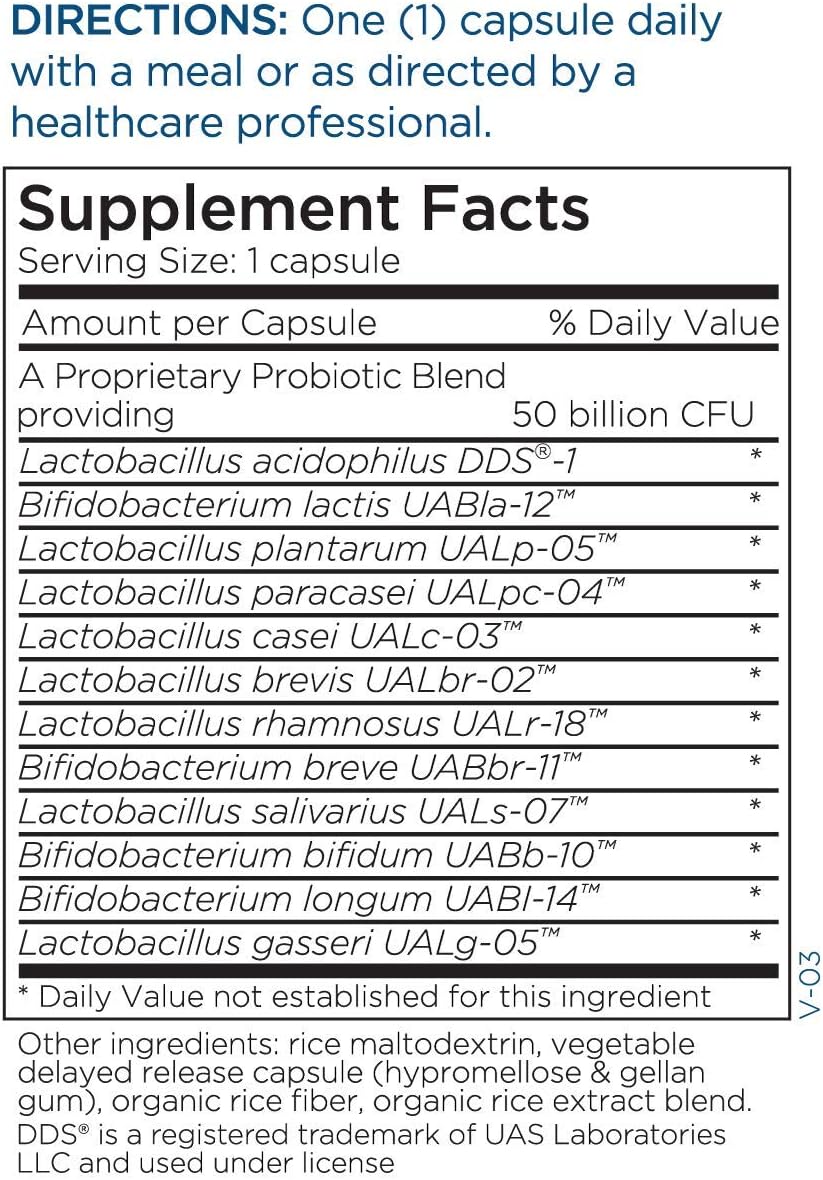 Metabolic Maintenance Biomaintenance Shelf Stable Probiotic - 50 Billion CFU + 12 Strain Gut Health Supplement - 60 Capsules含 Contains Lactobacillus Acidophilus + Lactobacillus Gasseri