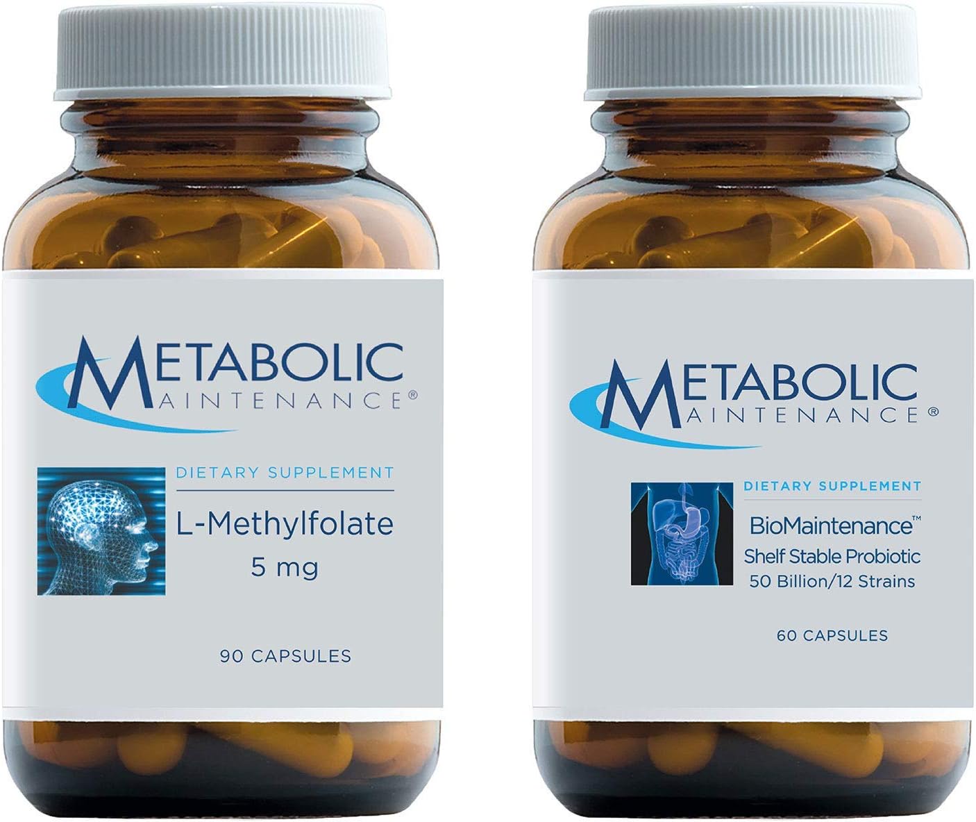 Metabolic Maintenance L-Methylfolate 5mg & BioMaintenance Probiotic Set - Mood & Immune Support (90 + 60 Capsules)