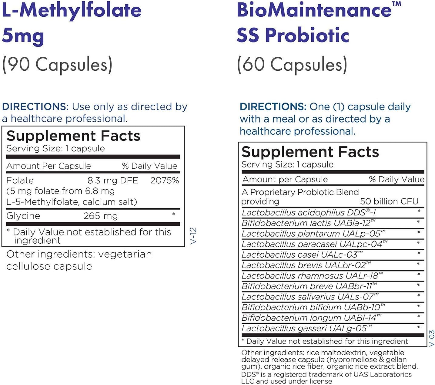 Metabolic Maintenance L-Methylfolate 5mg & BioMaintenance Probiotic Set - Mood & Immune Support (90 + 60 Capsules)