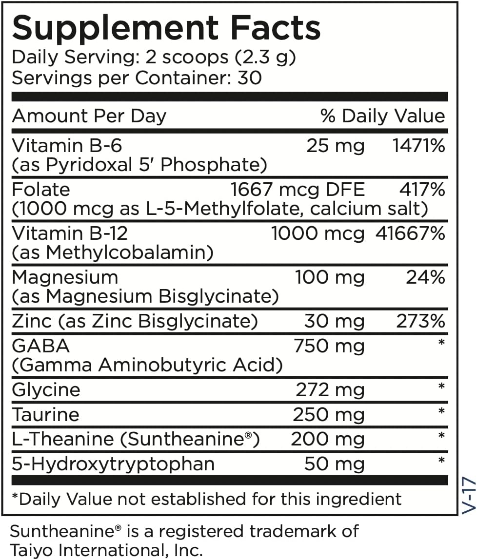 Metabolic Maintenance Spectrum Awakening Supplement for Mood, Calm, and Focus with Folate, Magnesium, L-Theanine, GABA, and 5-HTP - Supports Nervous System Health (69g / 30 Servings)
