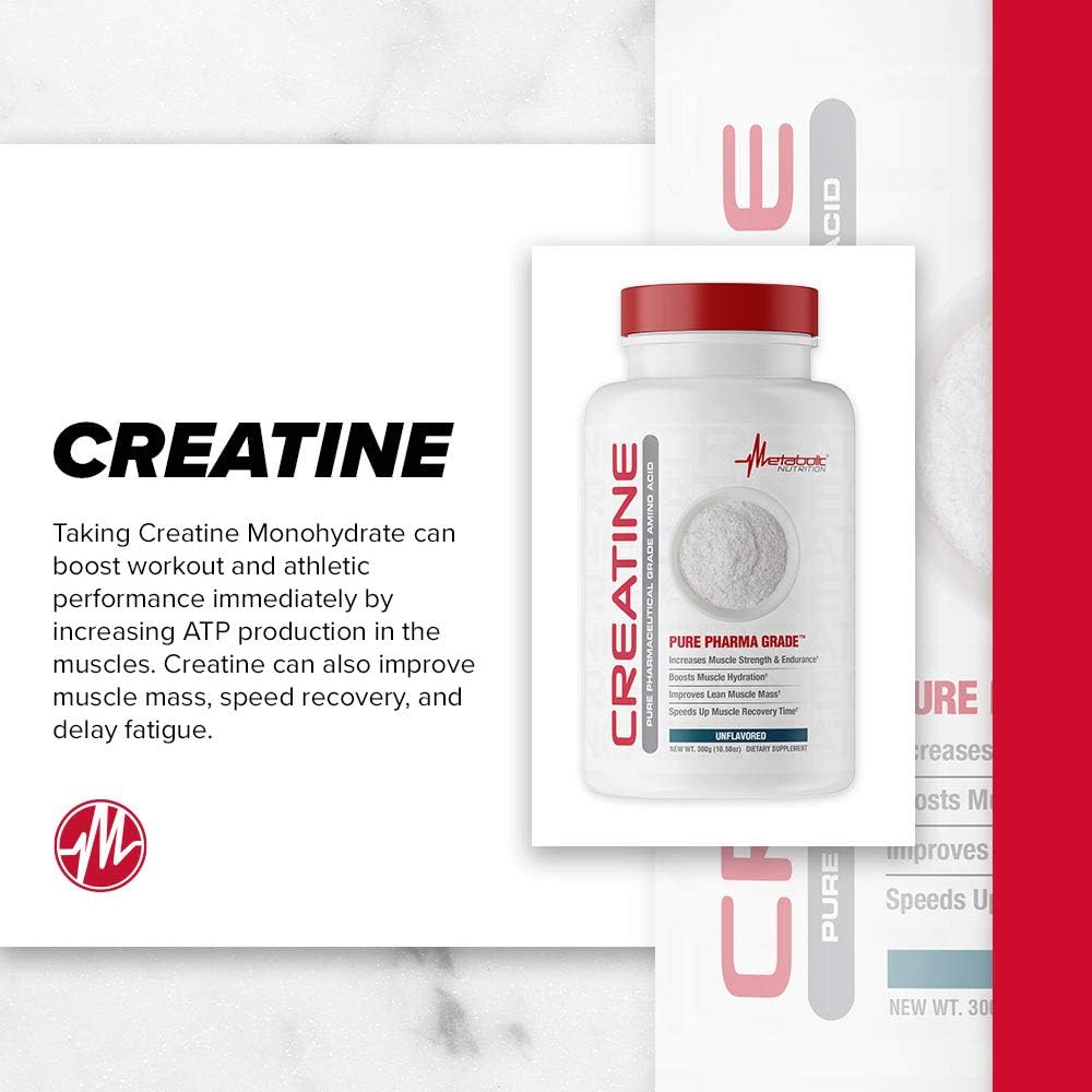 Metabolic Nutrition Creatine Powder - 300 Grams, Pure Creatine Monohydrate