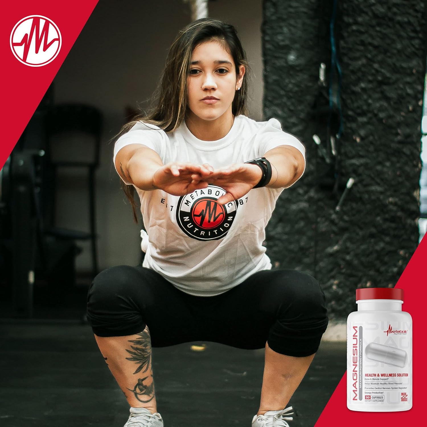 Metabolic Nutrition Magnesium Capsules - 650mg per Serving, Non-GMO, Vegan, Gluten-Free - 90 Count