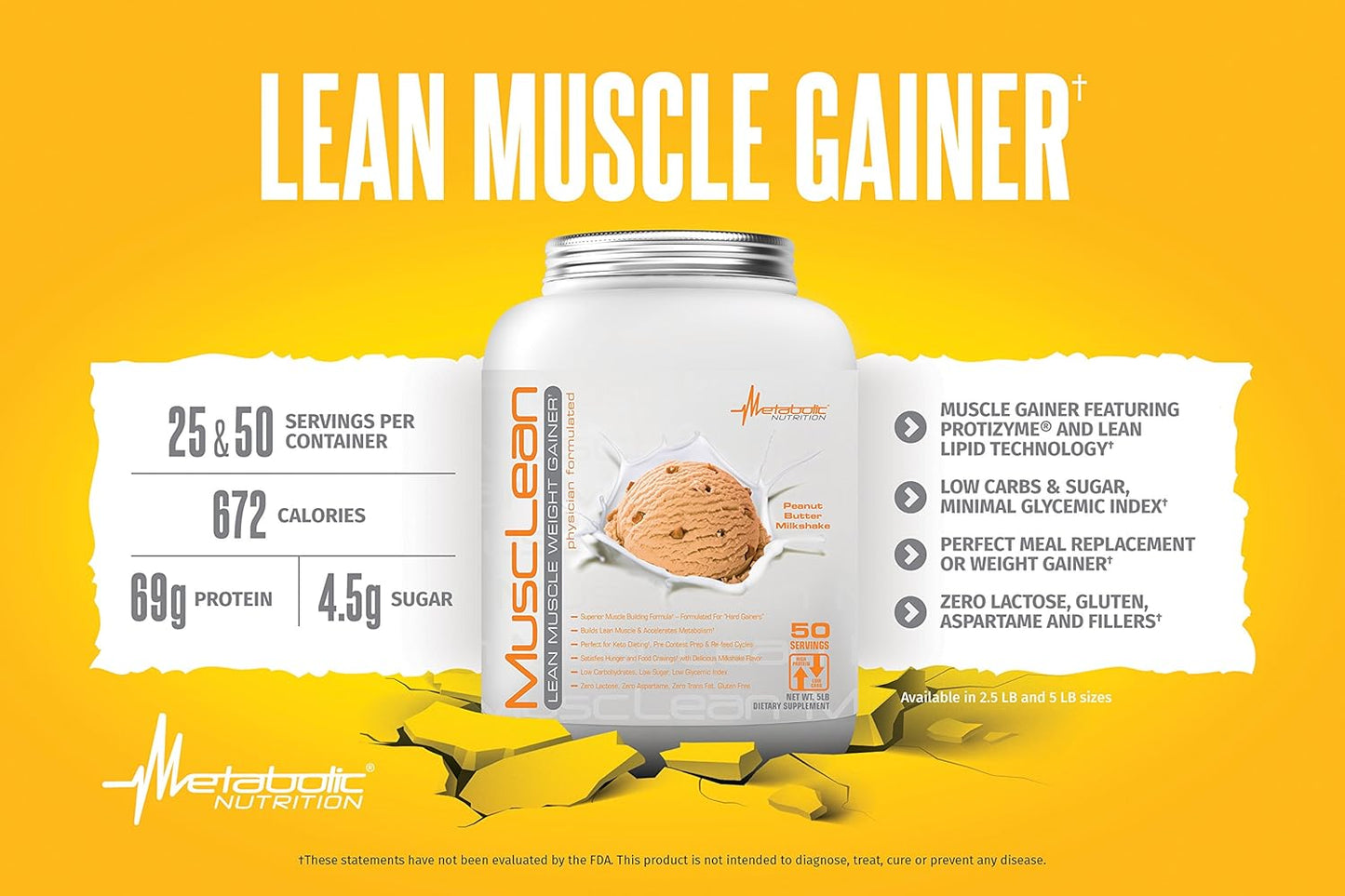 Metabolic Nutrition Musclean Whey High Protein Meal Replacement Shake Chocolate 2.5lb - Low Carb Keto Friendly with Digestive Enzymes
