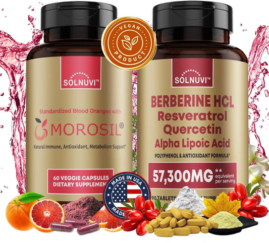 Metabolism Boosting Bundle with Morosil, Berberine, Resveratrol, Quercetin, Alpha Lipoic Acid - Antioxidant and Wellness Support - Non-GMO, Gluten-Free, Vegan Supplement