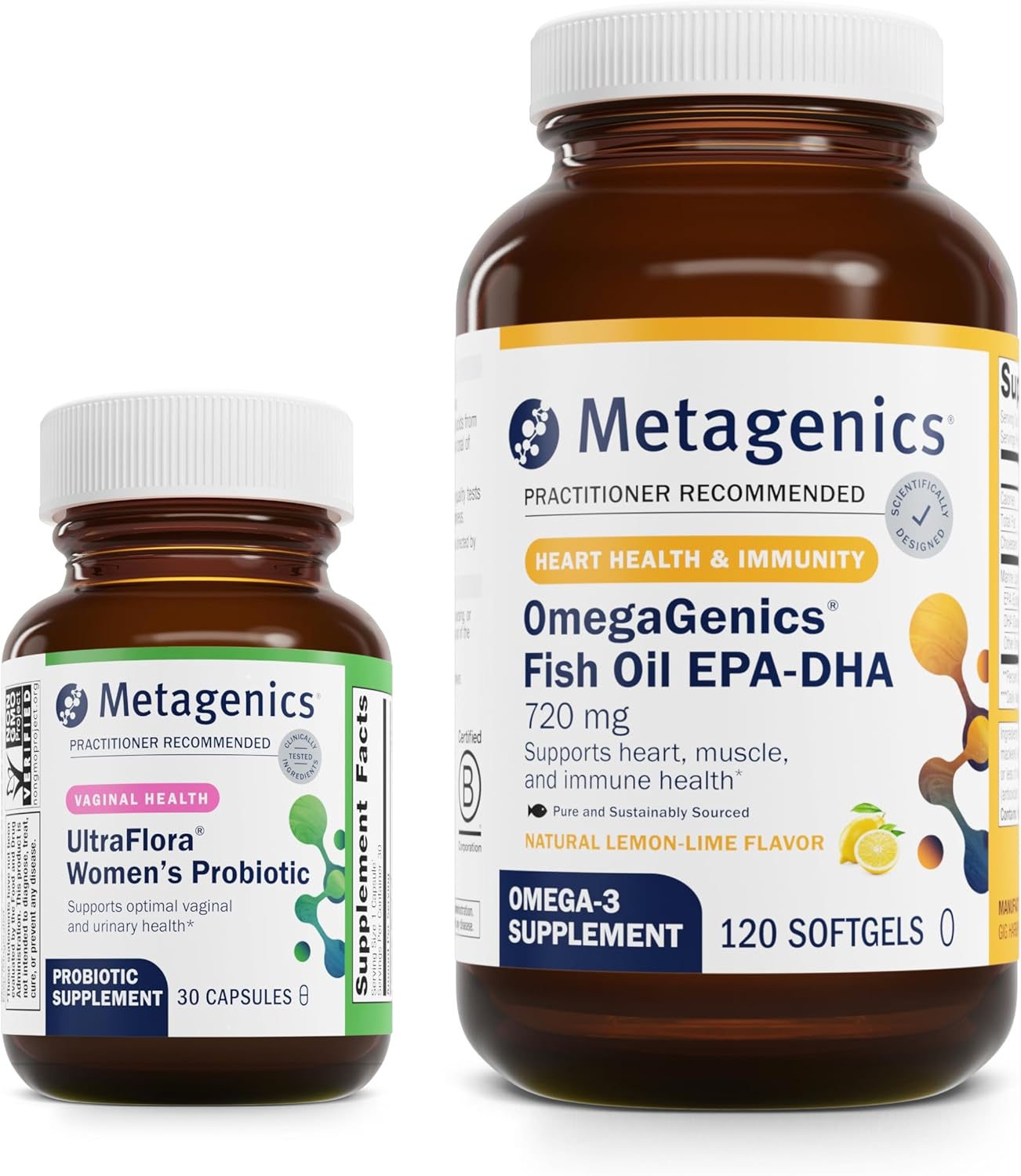 Metagenics Bundle: UltraFlora Women's & OmegaGenics EPA-DHA 720 - Vaginal & Overall Health Support Pack