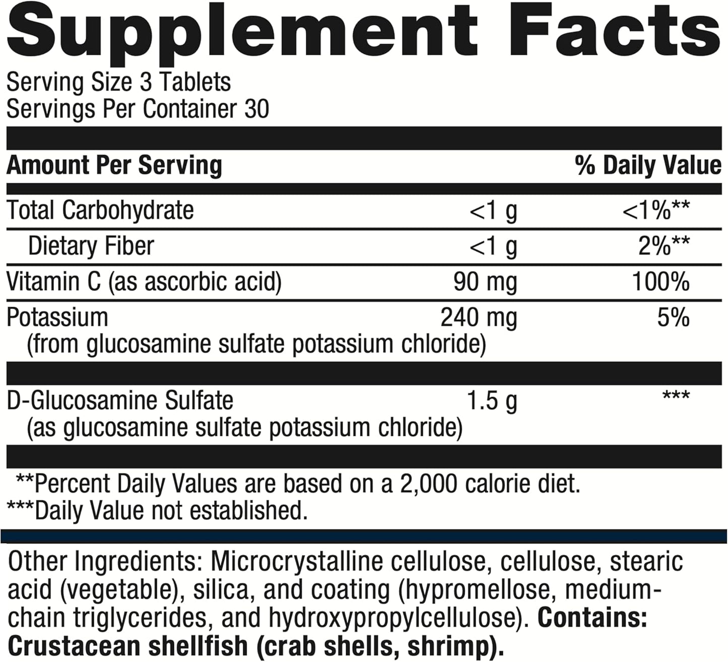 Metagenics Glucosamine Sulfate Tablets with Vitamin C and Potassium for Joint & Cartilage Health - 90 Count