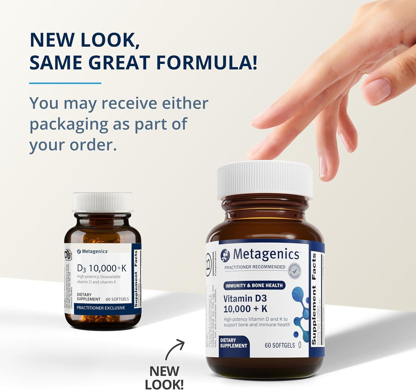 Metagenics Immune Support Bundle: Zinc A.G. & D3 10,000 + K - 60 Tablets & 60 Softgels for Bone and Heart Health