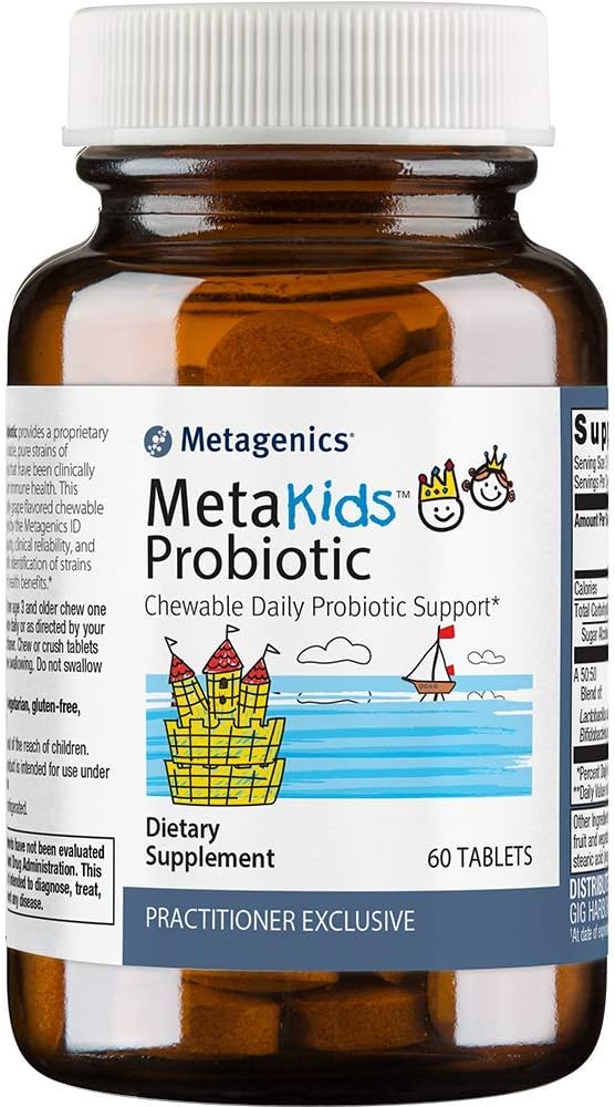 Metagenics MetaKids Probiotic - Children's Blend for Digestive & Immune Health - 10 Billion CFU - Ages 3+ - 60 Tablets
