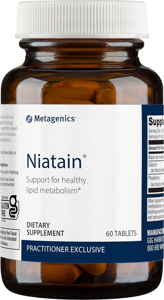 Metagenics Niatain Niacin B3 Supplement - 500 mg Nicotinic Acid - 3,125% DV - Reduced Flushing - Non-GMO, Gluten-Free - 60 Tablets