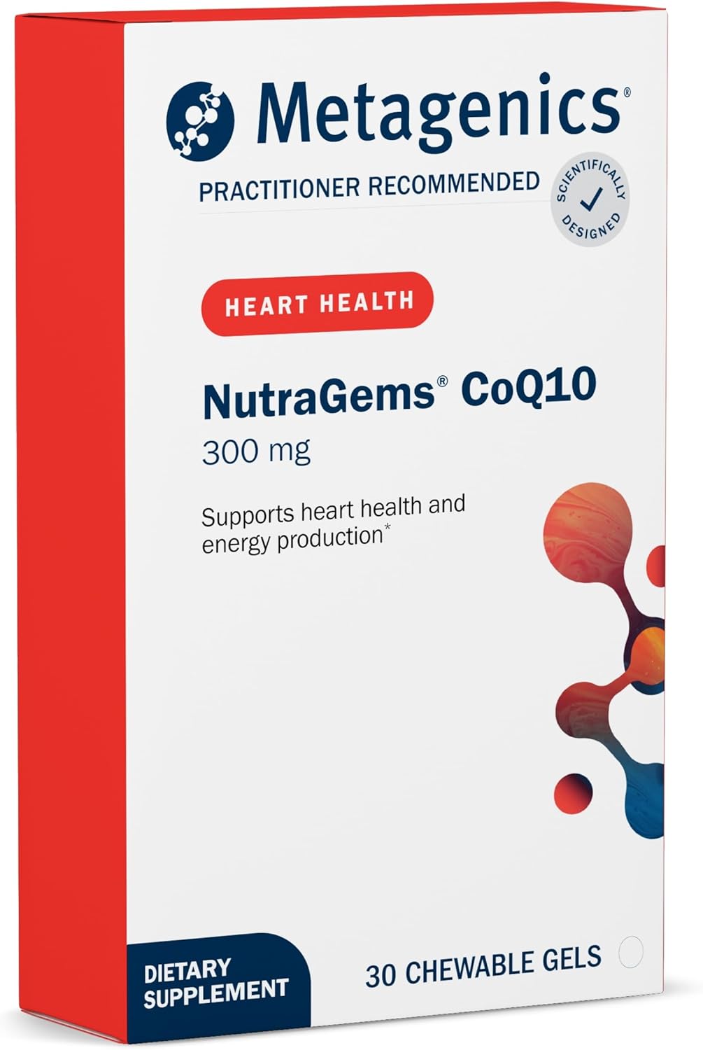 Metagenics NutraGems CoQ10 300 - Antioxidant Supplement for Energy Production Support - Coenzyme Q10 with Lycopene - Non-GMO & Gluten-Free Chewable Gels - 30 Count