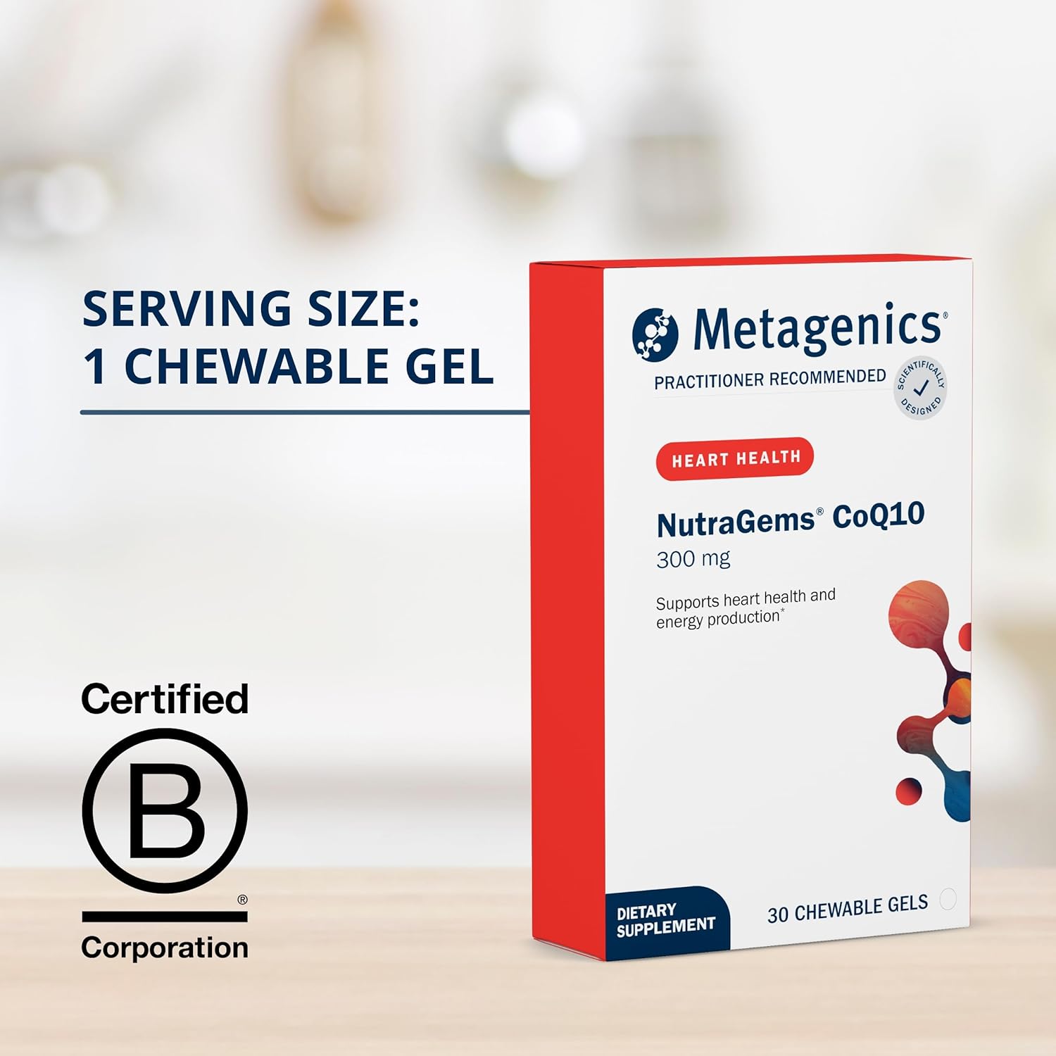 Metagenics NutraGems CoQ10 300 - Antioxidant Supplement for Energy Production Support - Coenzyme Q10 with Lycopene - Non-GMO & Gluten-Free Chewable Gels - 30 Count