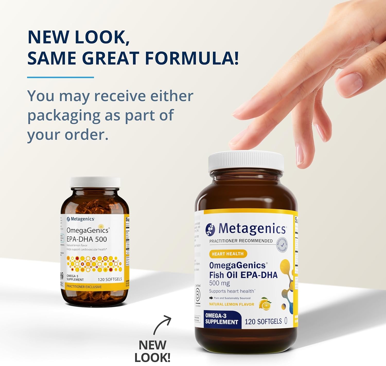 Metagenics OmegaGenics EPA-DHA 500 Fish Oil Capsules - Cardiovascular Health Support - Non-GMO & Gluten-Free - 120 Count