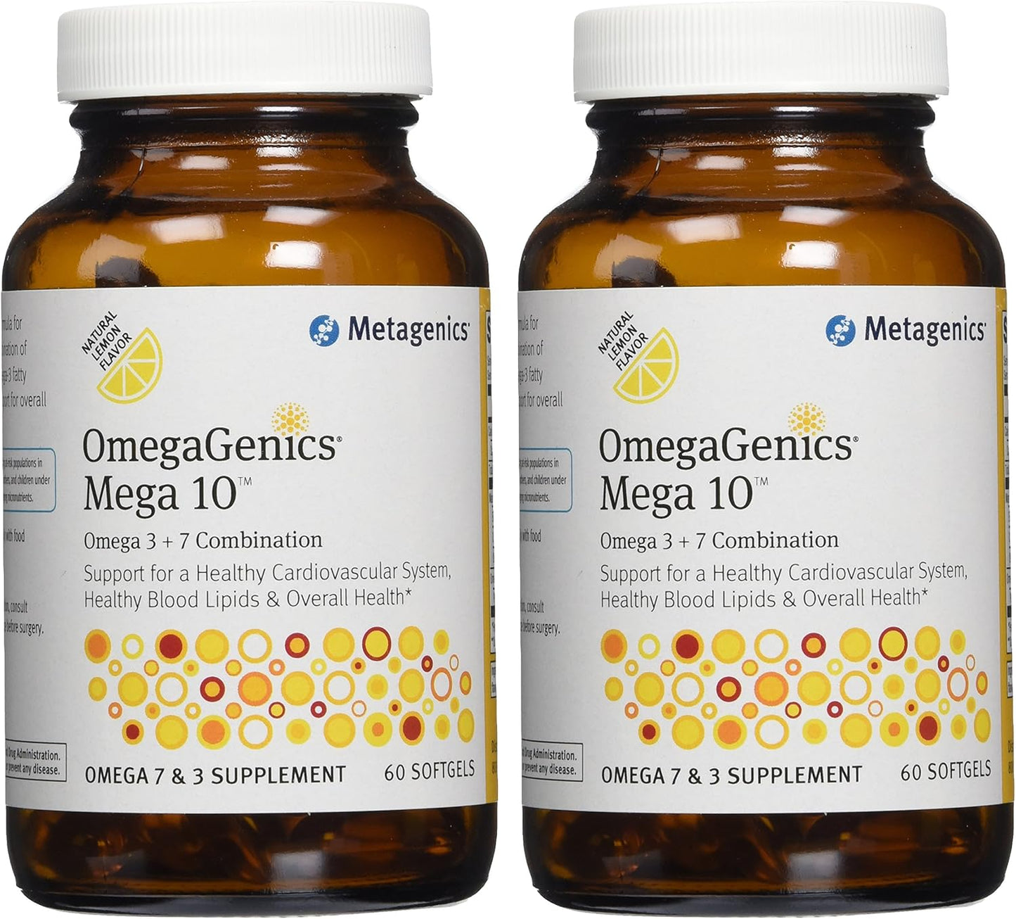 Metagenics OmegaGenics Mega 10 Omega 7 + 3 Combo Softgels - 2 Pack - 60 Count