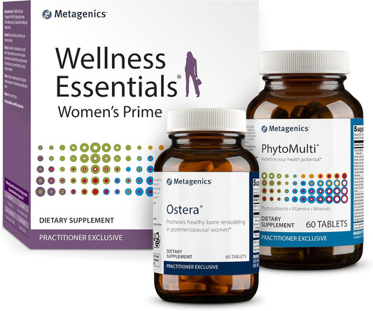 Metagenics Ostera, PhytoMulti Without Iron, and Wellness Essentials Women's Prime - Bundle of 3 Supplements