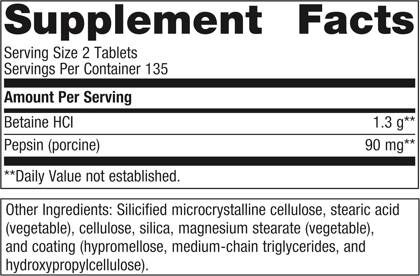 Metagenics SpectraZyme Betaine HCI + Pepsin Digestive Enzyme - Promotes Stomach Health & Digestion - Non-GMO Formula - 270 Tablets