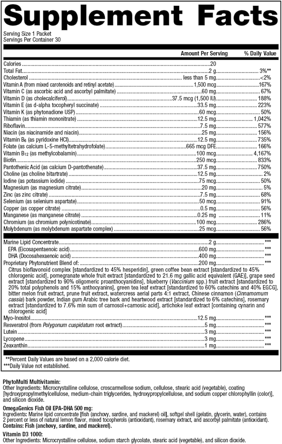 Metagenics Wellness Essentials Daily Packs - Heart Health Support - 30 Daily Multivitamin Packets - Vitamin A, C, D, E - Omega-3 Fatty Acids - Non-GMO & Gluten Free