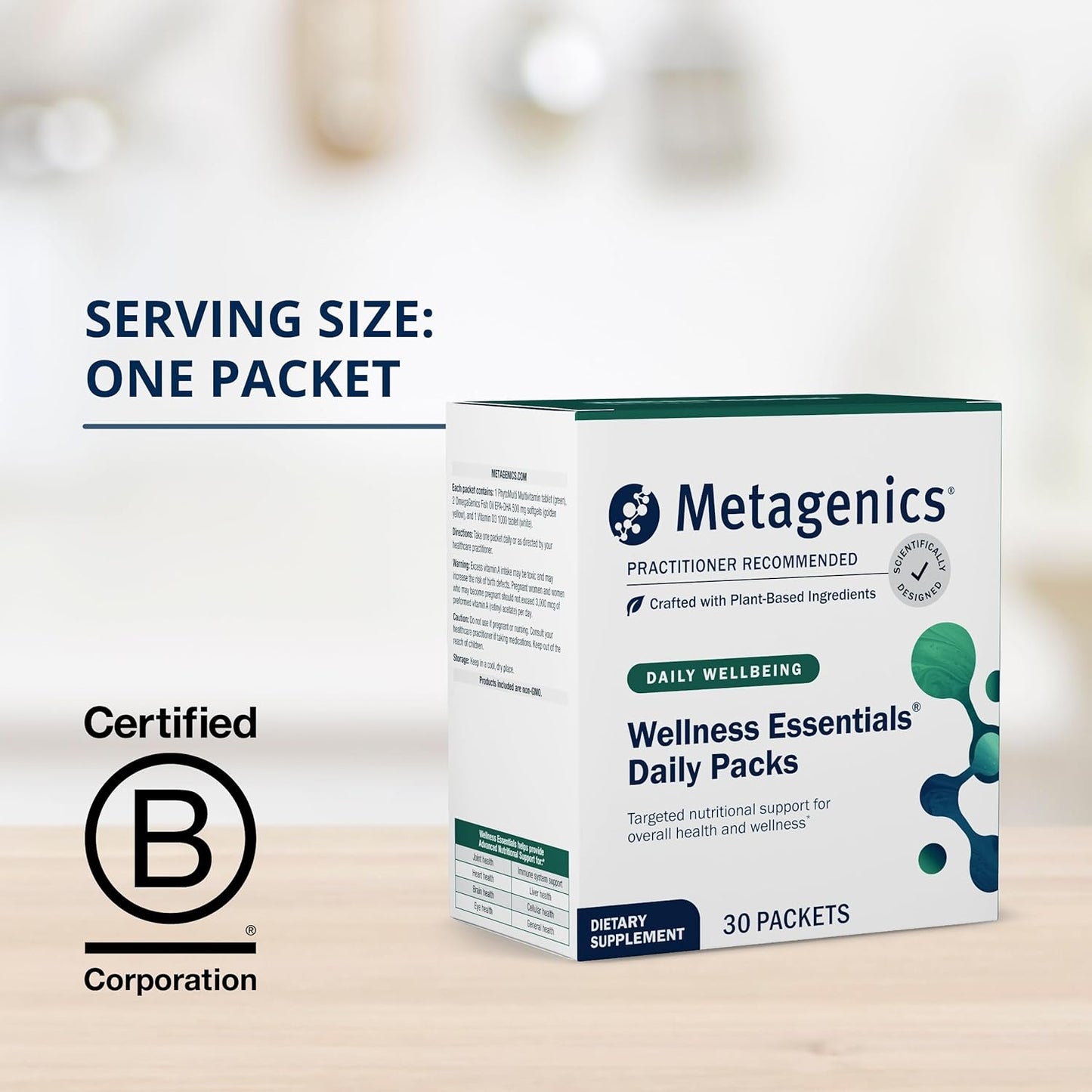 Metagenics Wellness Essentials Daily Packs - Heart Health Support - 30 Daily Multivitamin Packets - Vitamin A, C, D, E - Omega-3 Fatty Acids - Non-GMO & Gluten Free