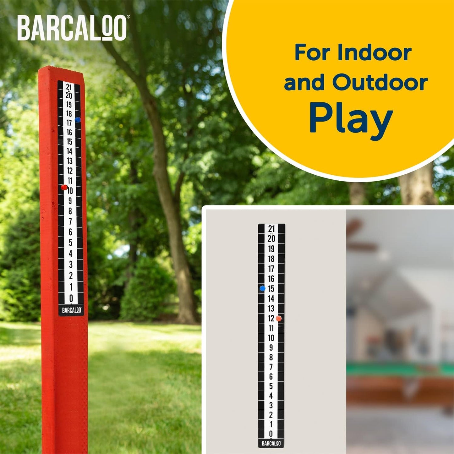 Metal Cornhole Scoreboard Decal with 2 Magnetic Score Keepers for Corn Hole Boards by Barcaloo