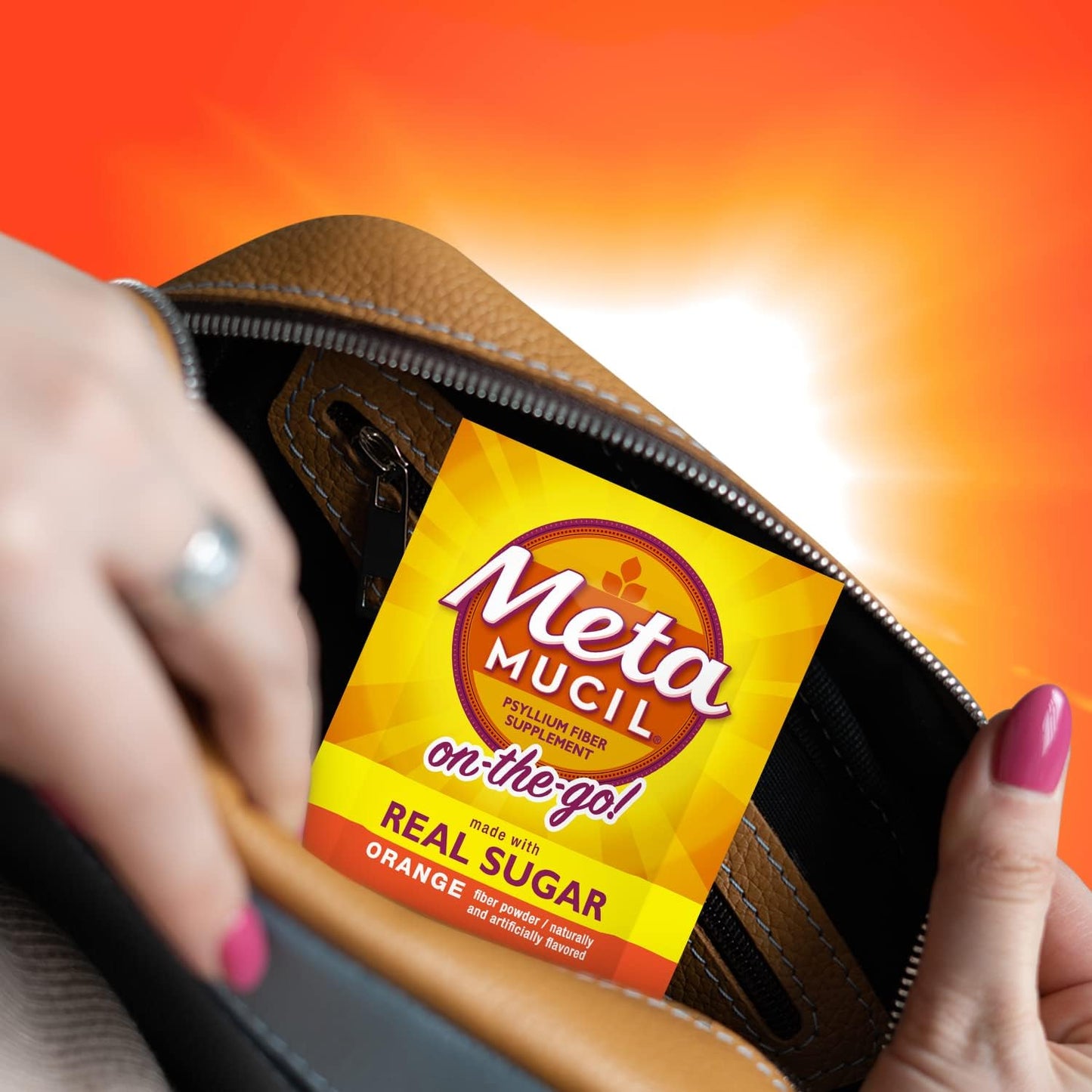 Metamucil On-the-Go Orange Smooth Fiber Drink Supplement, 60 Packets with Real Sugar, Daily Psyllium Husk Powder for Digestive Health - BoostGo Australia