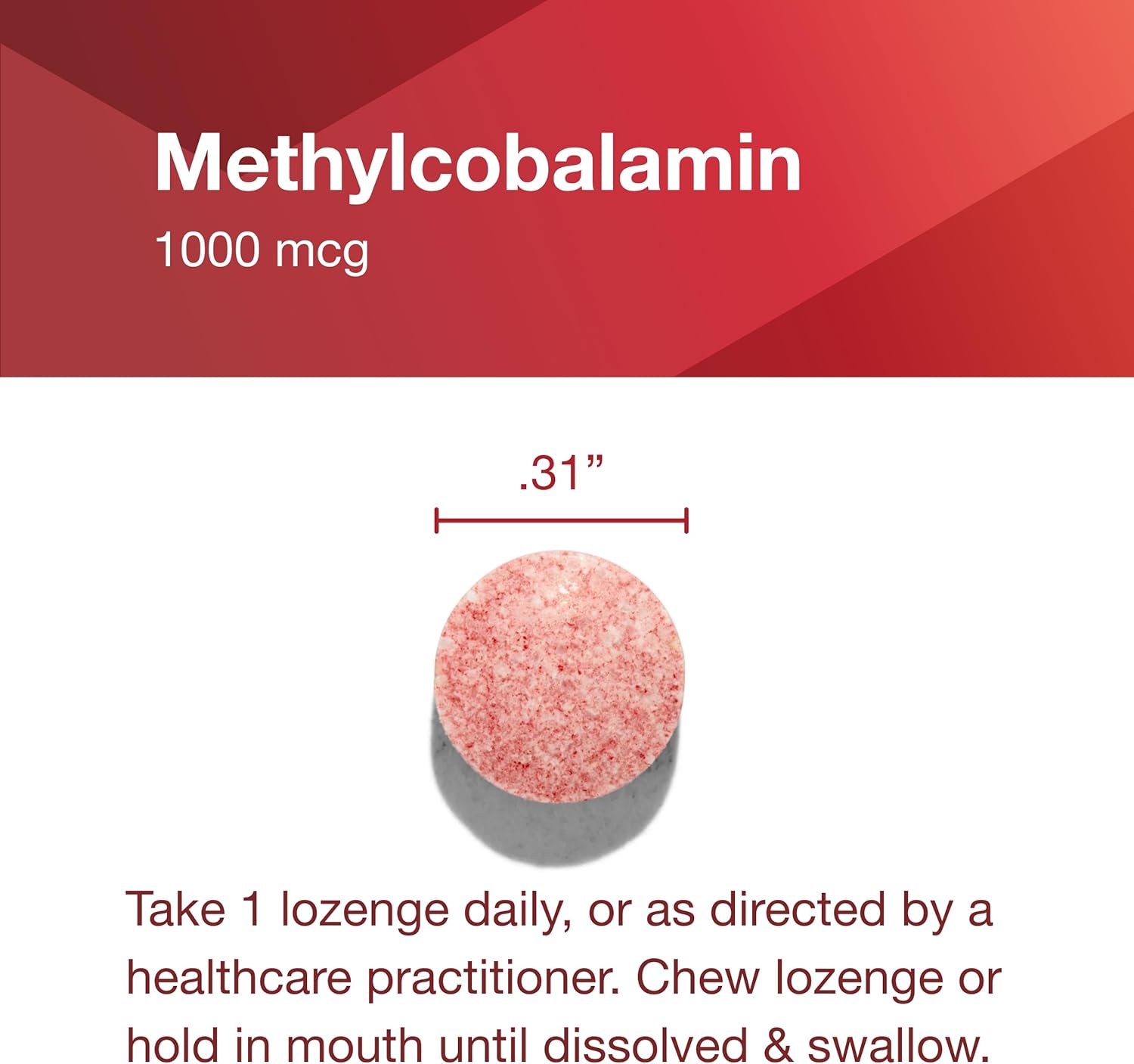 Methyl B12 1,000mcg Lozenges for Homocysteine Metabolism and Brain Health - 100 Count Vegan Kosher Halal Nervous System Support