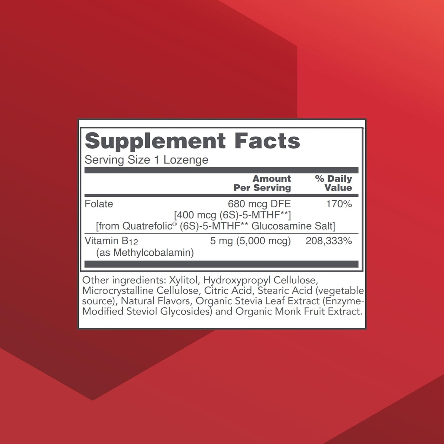 Methyl B12 5,000mcg Lozenges for Homocysteine Metabolism - Brain & Nervous System Support - Kosher, Halal, Vegan - 60 Count