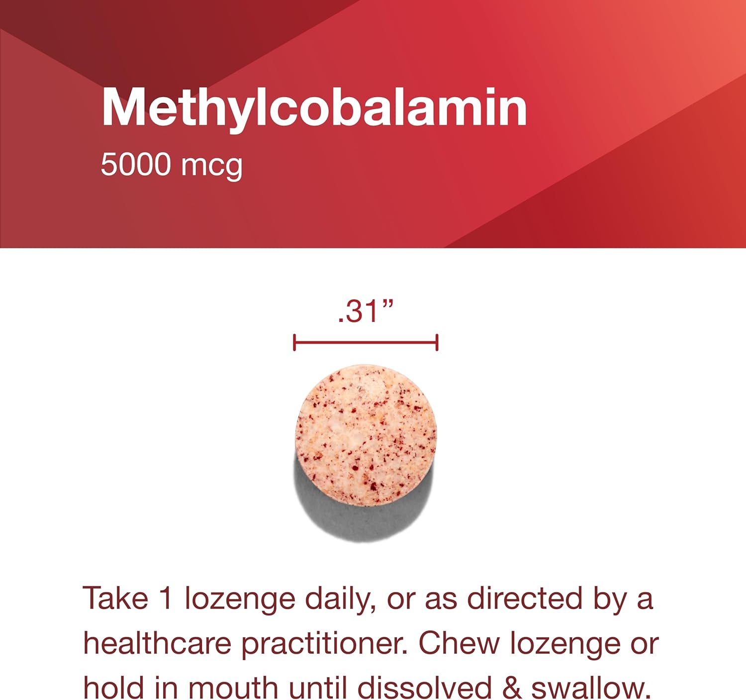 Methyl B12 5,000mcg Lozenges for Homocysteine Metabolism - Brain & Nervous System Support - Kosher, Halal, Vegan - 60 Count