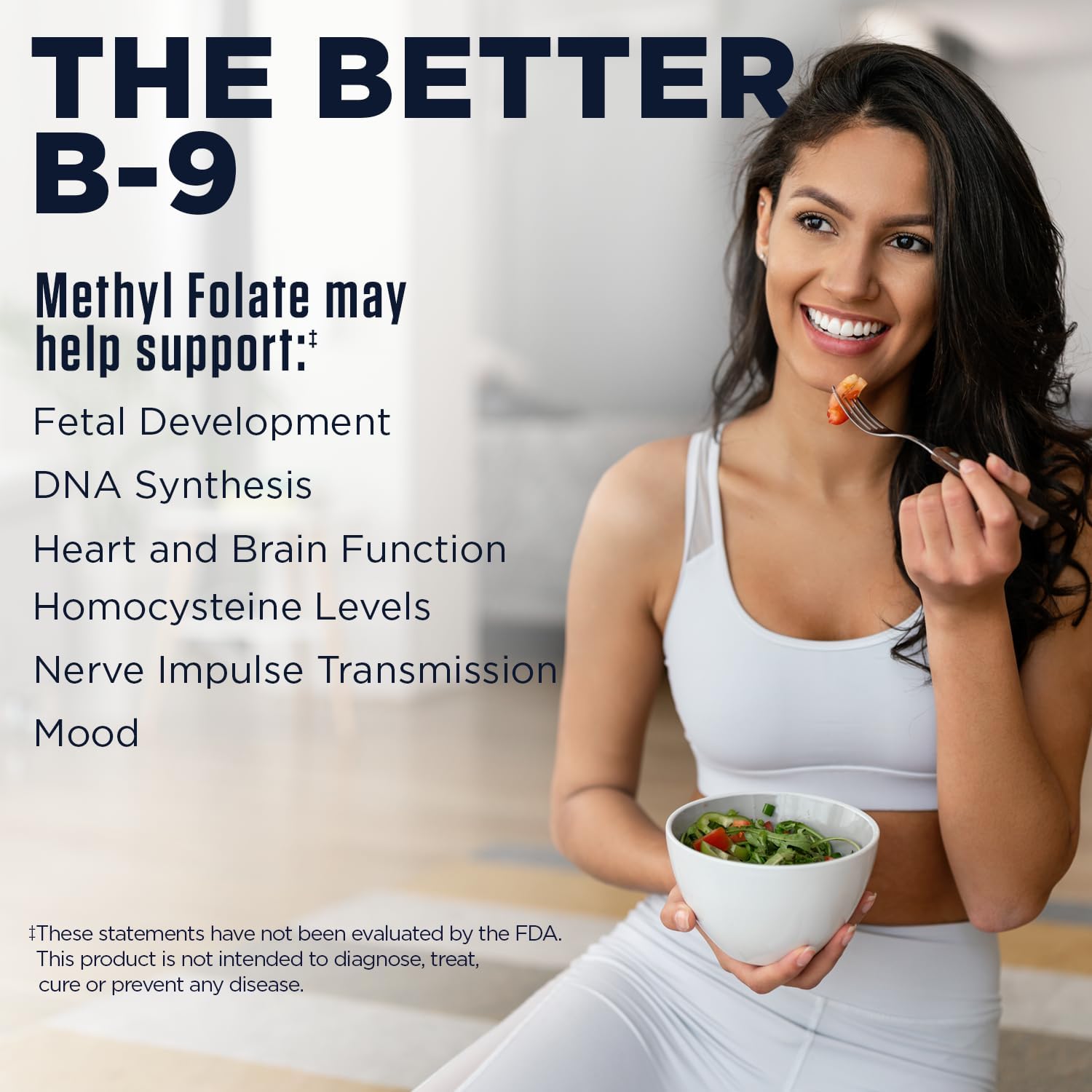 Methyl Folate 400 mcg DFE Supplement for Heart Health, Prenatal Support - 90 Tablets, 5-MTHF Active Form Vitamin B9, Fast Dissolving, 60-Day Guarantee